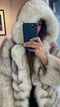 Chevron Fox Fur Coat