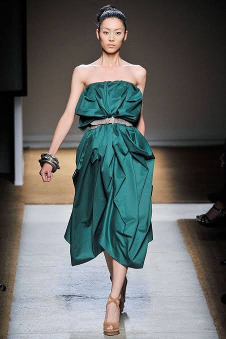 YVES SAINT LAURENT RIVE GAUCHE GREEN DRESS - SIZE FR 36