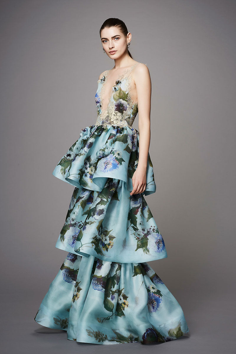 MARCHESA PRE FALL 2017 FLORAL PRINT DRESS - SIZE 8