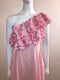 Pink Asymmetric Ruffle Maxi Dress