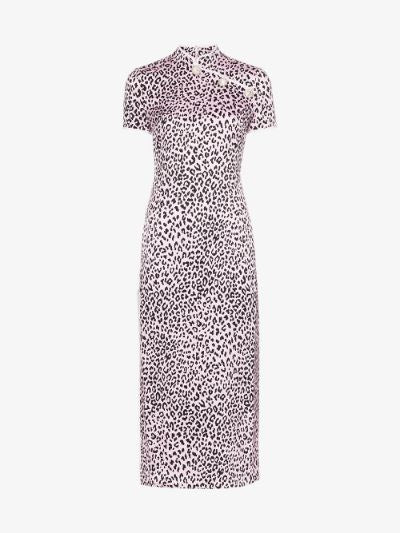Animal Printed Dress with Crystal Buttons