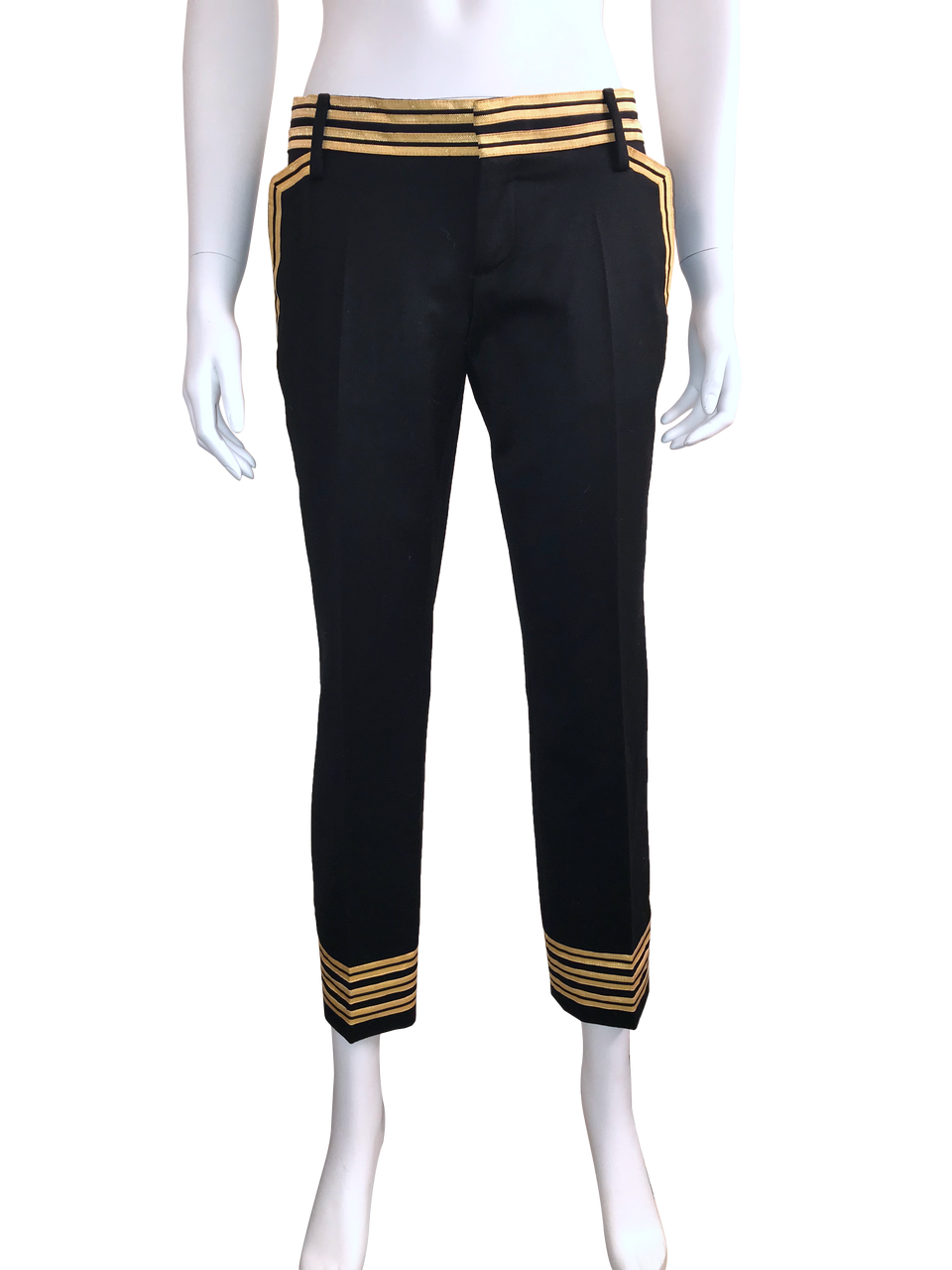 Black & Gold Military Cropped Pant