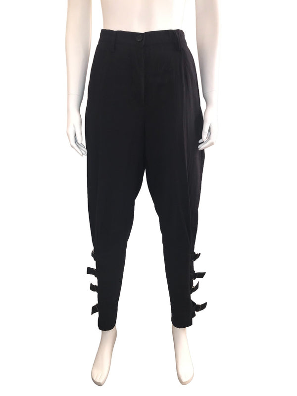 High Waisted Cotton Pant with Belted Legs