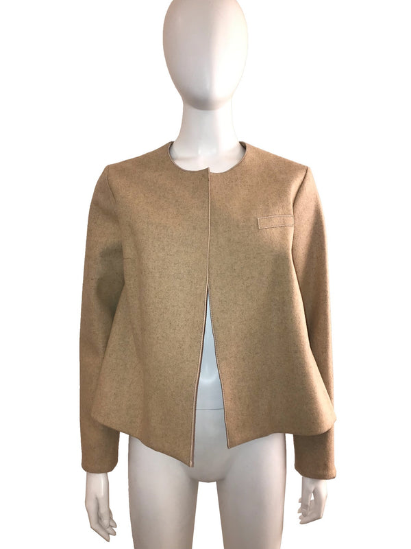 Textured Wool Jacket with Pleated Back