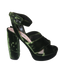 'Calzature Donna' Green Velvet Platform Sandals