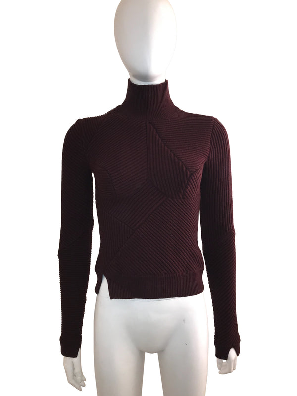 Ribbed Knit Sweater with Formed Bodice Design