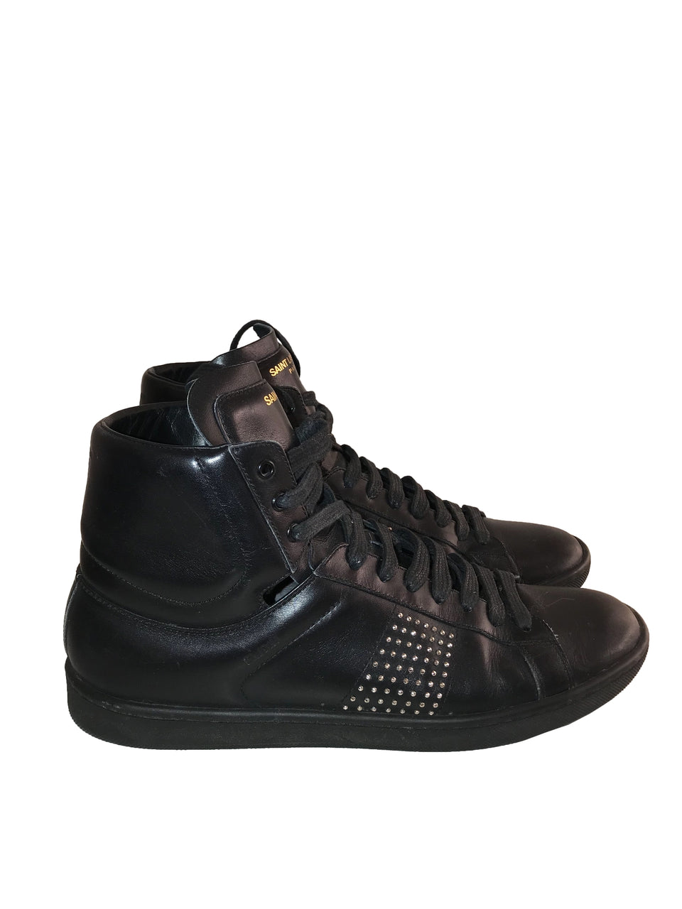 Leather Studded High Top Sneakers