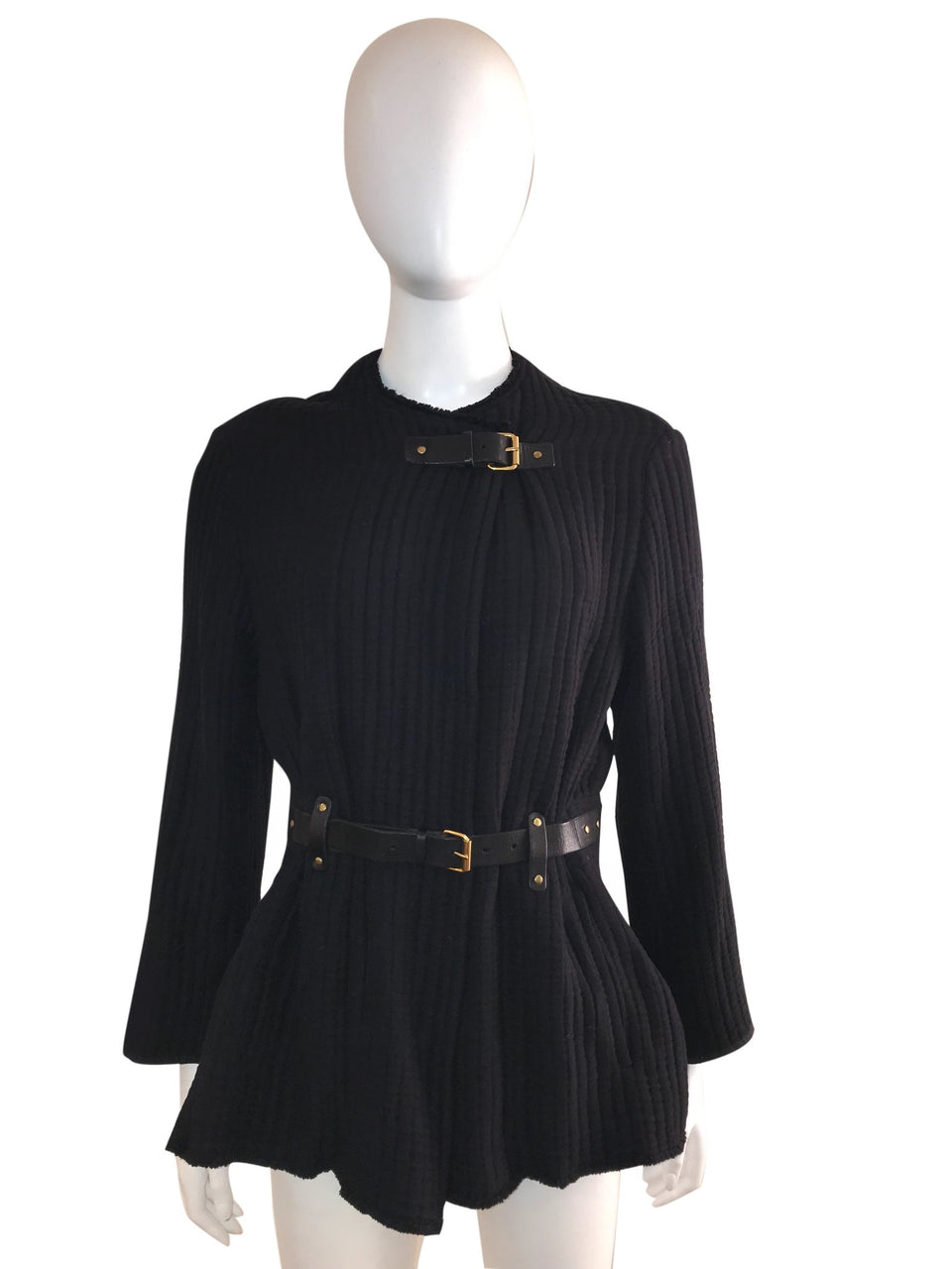 Ribbed Jacket with Belt Detail