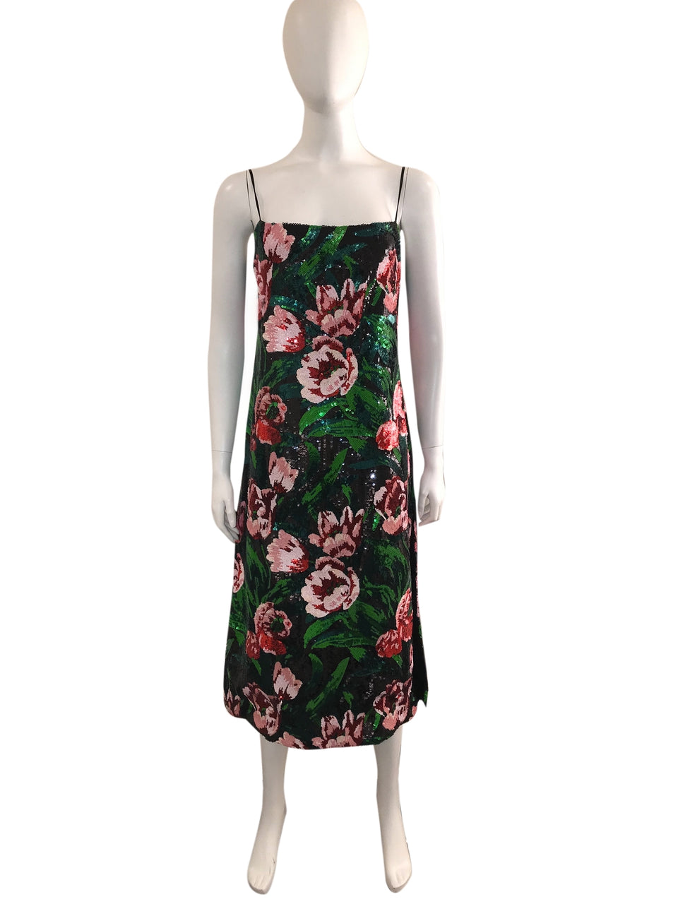 Floral Printed Sequin Slip Dress