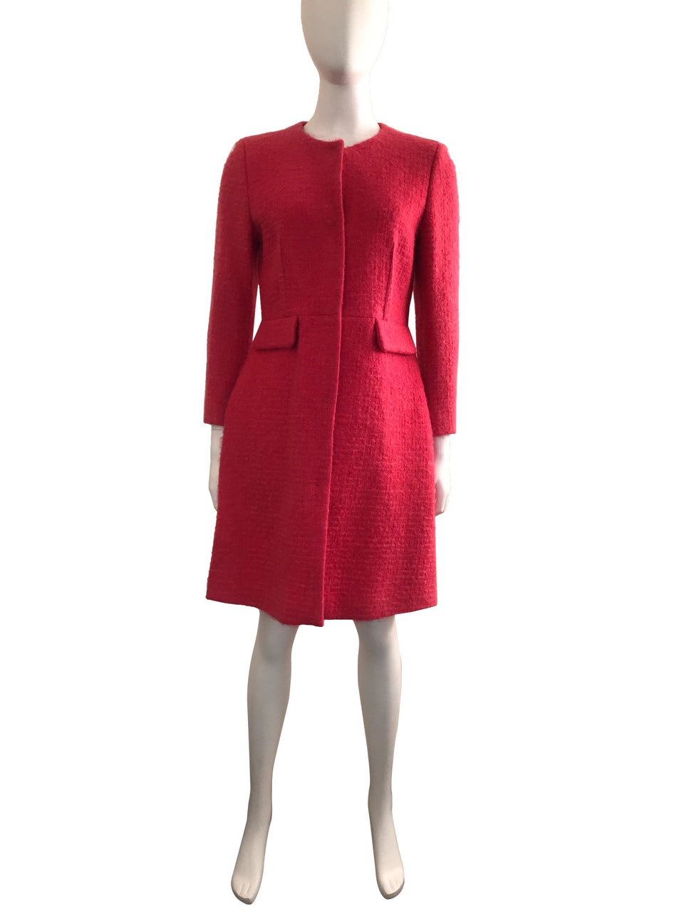 Fuchsia Mohair Fit and Flare Coat