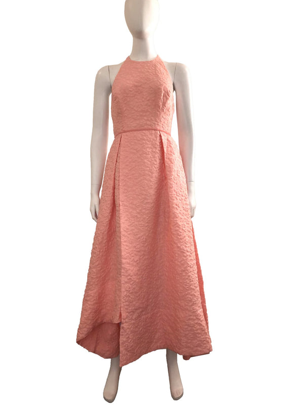 Textured Pink Halter Midi Dress