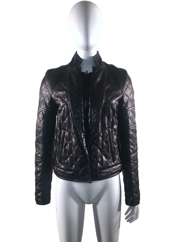 Leather Quilted Blazer Style Moto Jacket
