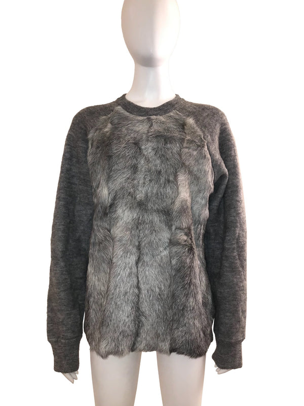 Grey Fur Front Sweater