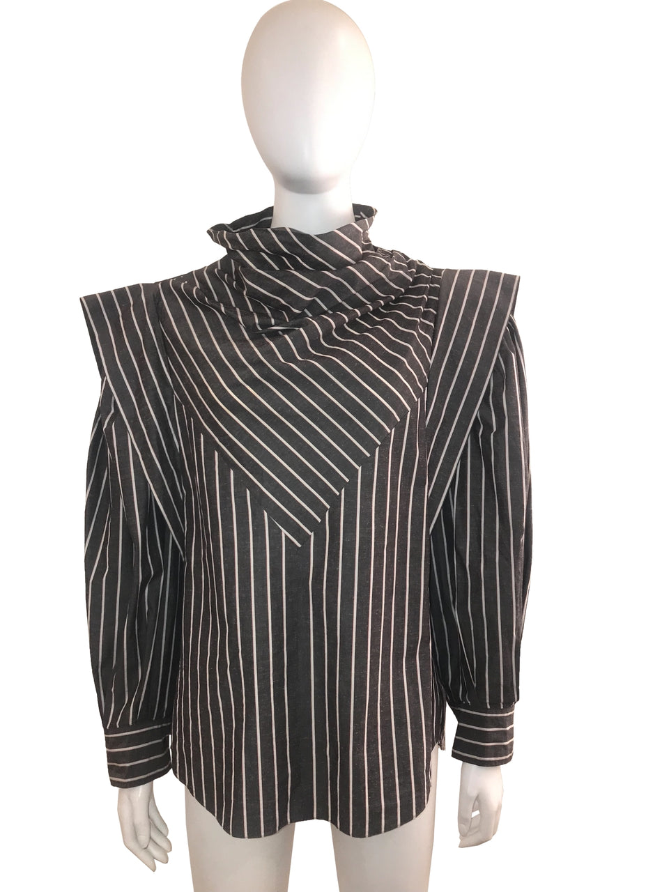 Striped Shirt with Peak Shoulder