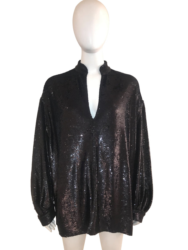 Sequin V-Neck Tunic Top