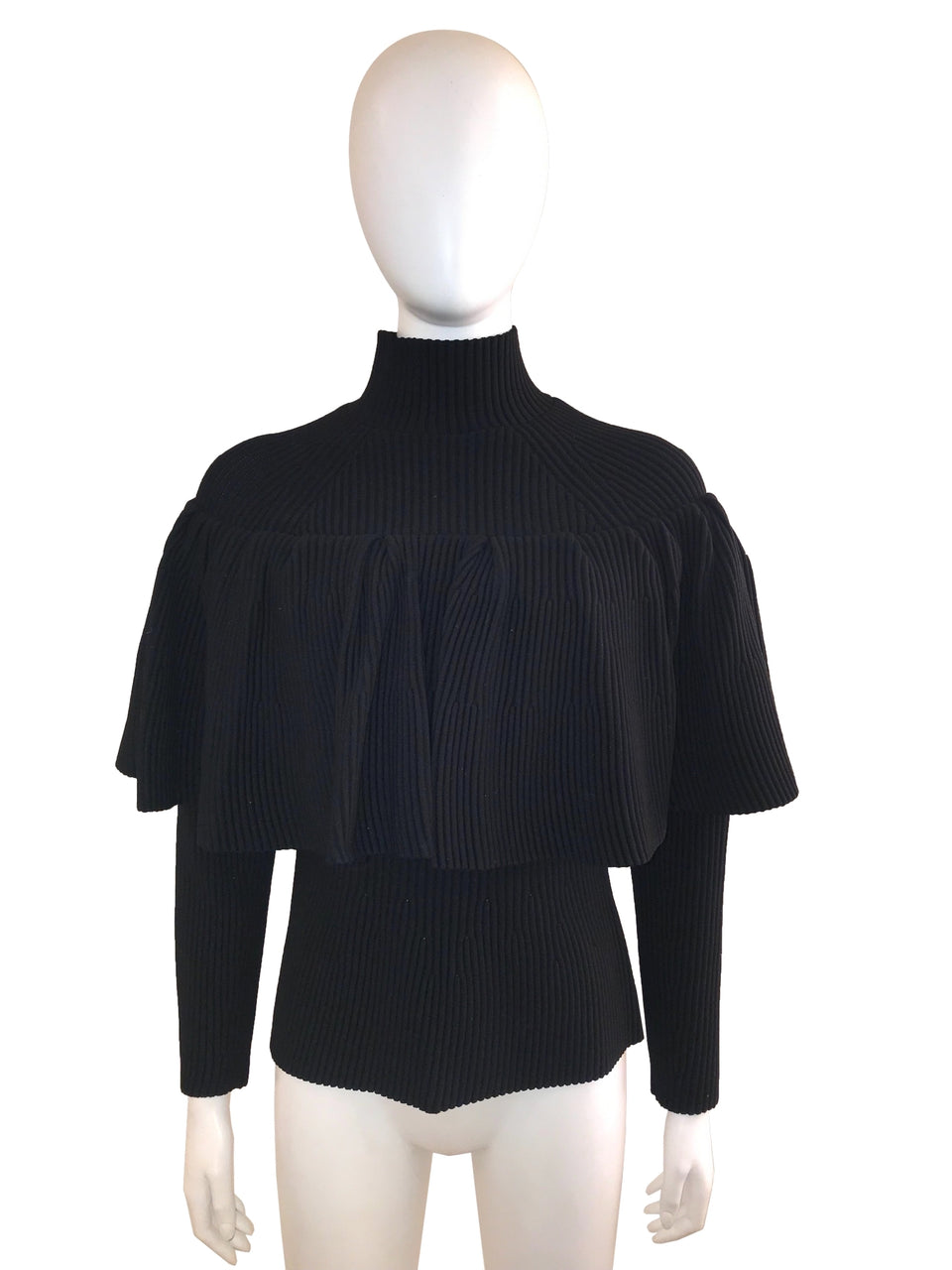 Ribbed Sweater With Ruffle Tier