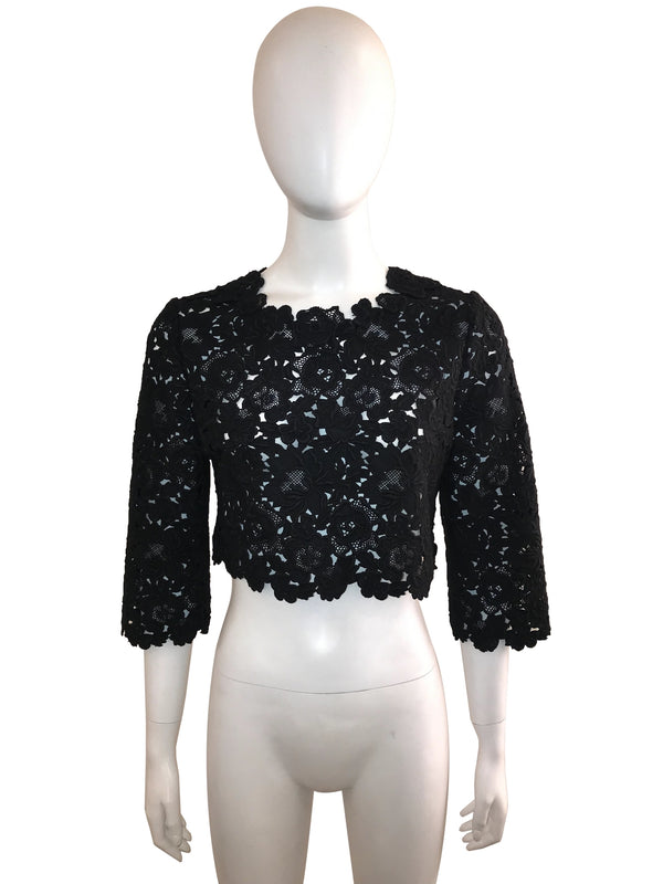 Cropped lace Top with Scalloped Edge