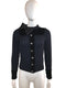 Velvet and Cable Knit Cardigan with Embellished Buttons