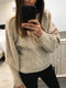 Cable Knit Sweater with Peak shoulder