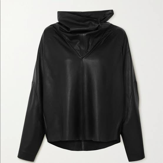 Leather Cowl Neck Blouse