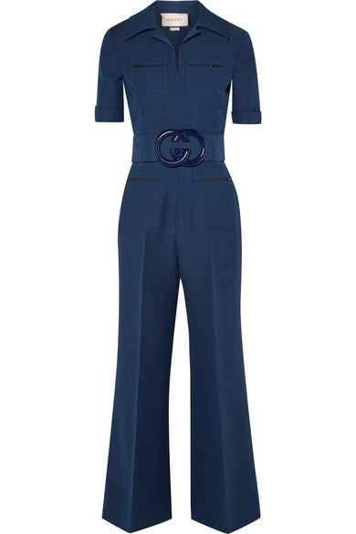 Navy Blue Jumpsuit with Logo Belt