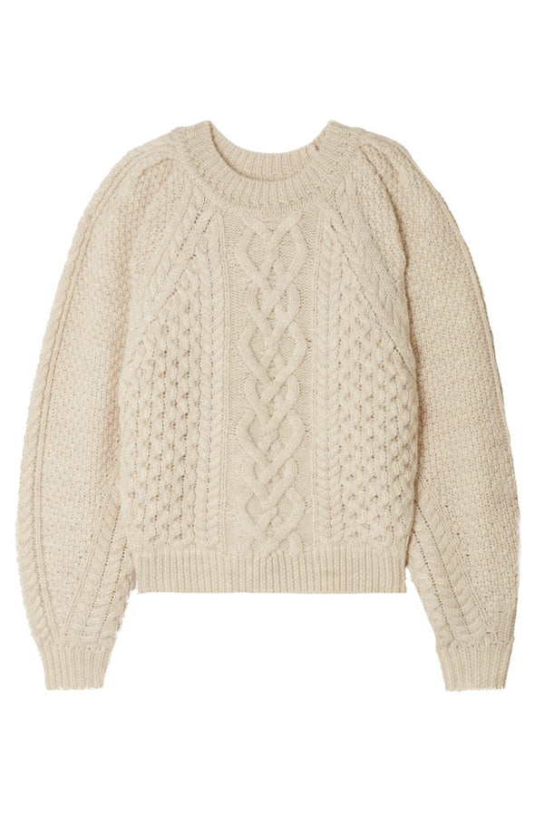 Cable Knit Sweater with Peak shoulder