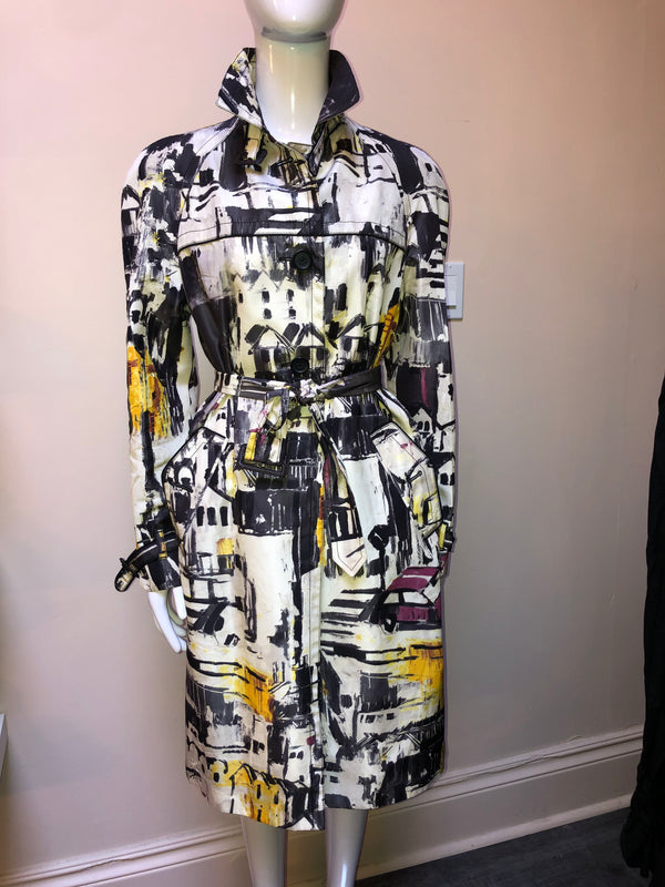 Printed Belted Trench Coat